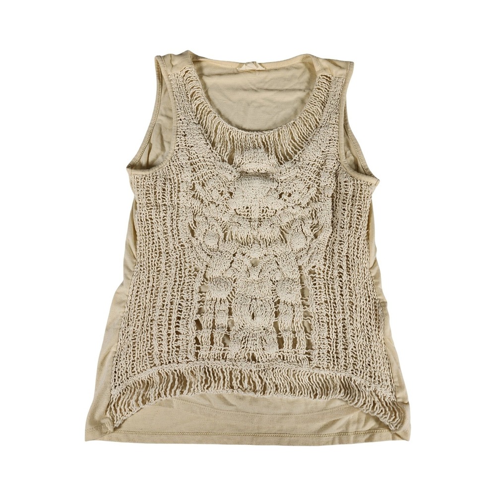 A New Day Target Women Cream Crochet Front Sleeveless Tank Top Small Ivory Boho